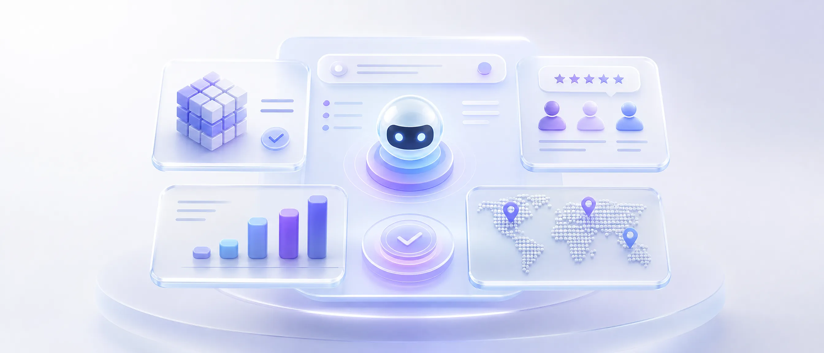 Conceptual dashboard illustration of vendor evaluation criteria for AI agent development companies