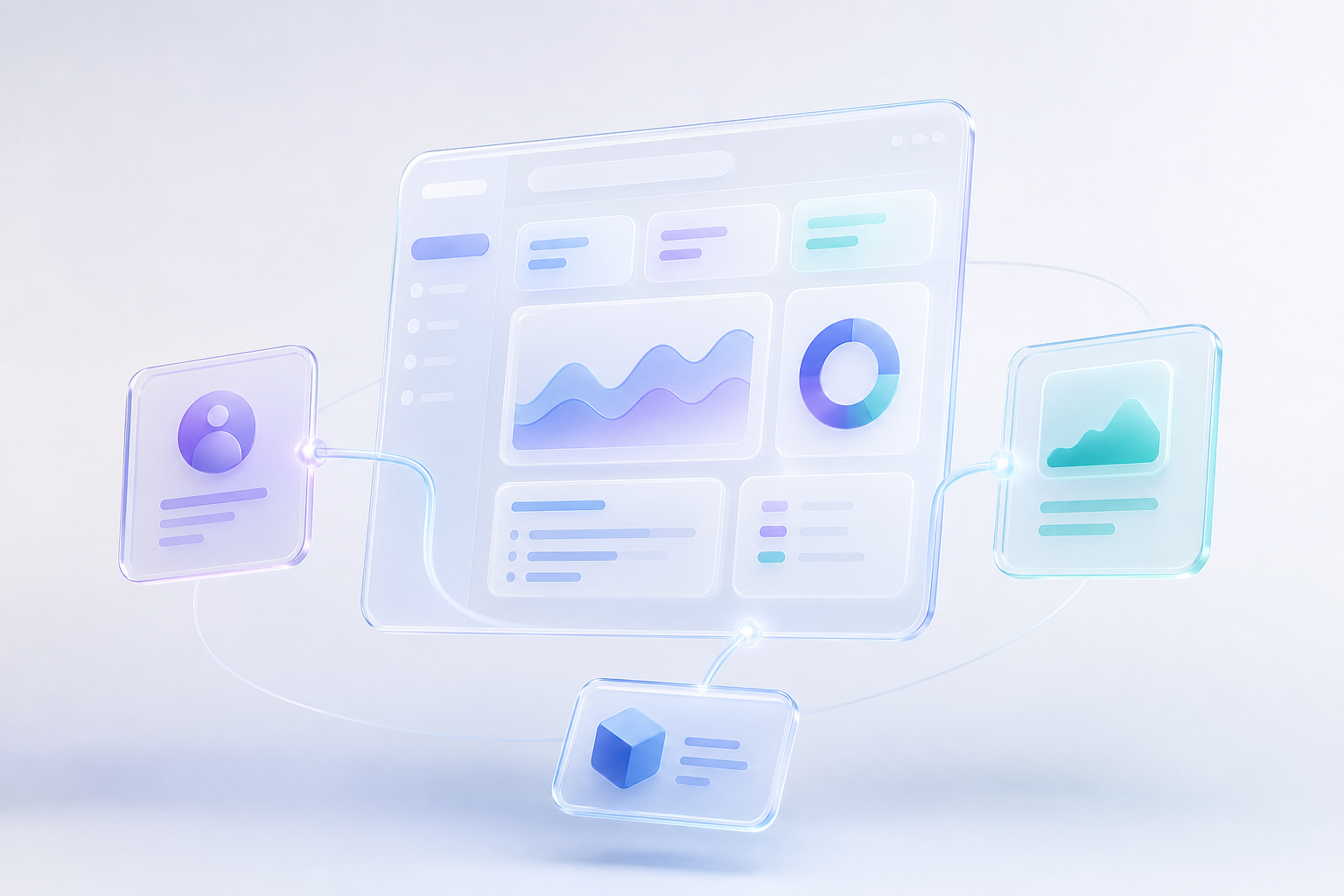 Central dashboard interface with three modules orbiting it, representing the factors that drive development rates