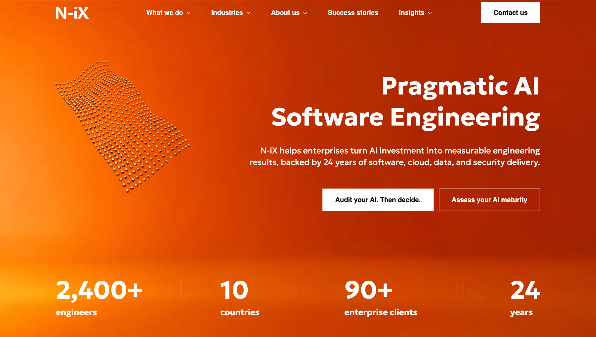 N-iX website homepage presenting its enterprise software engineering services