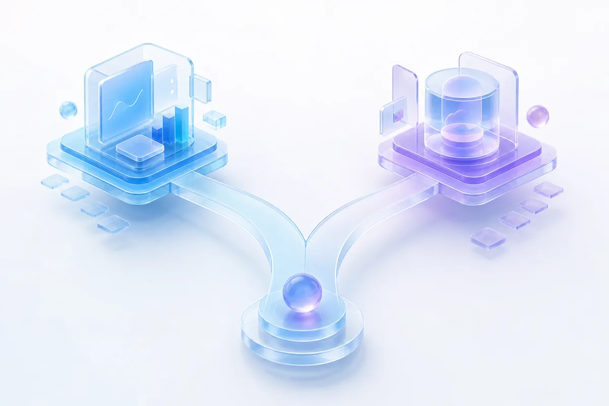 Two diverging paths from a single starting point, representing the build versus buy decision for logistics software