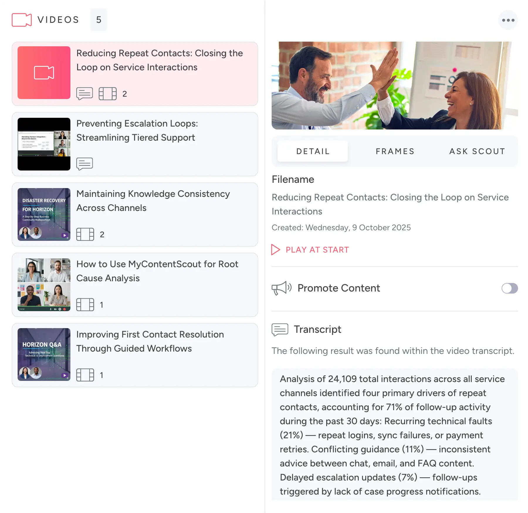 MyContentScout Video Panel