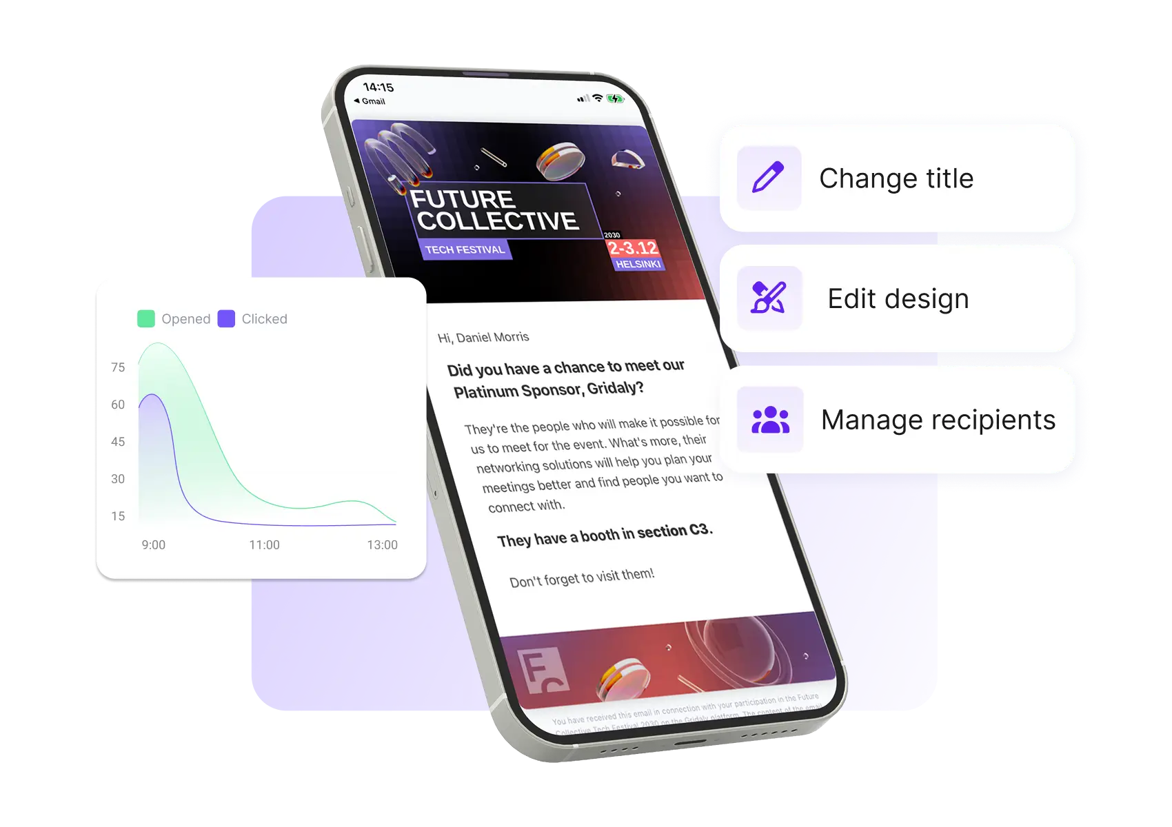 Attendee management dashboard in Gridaly with real-time registration, attendance, and engagement data