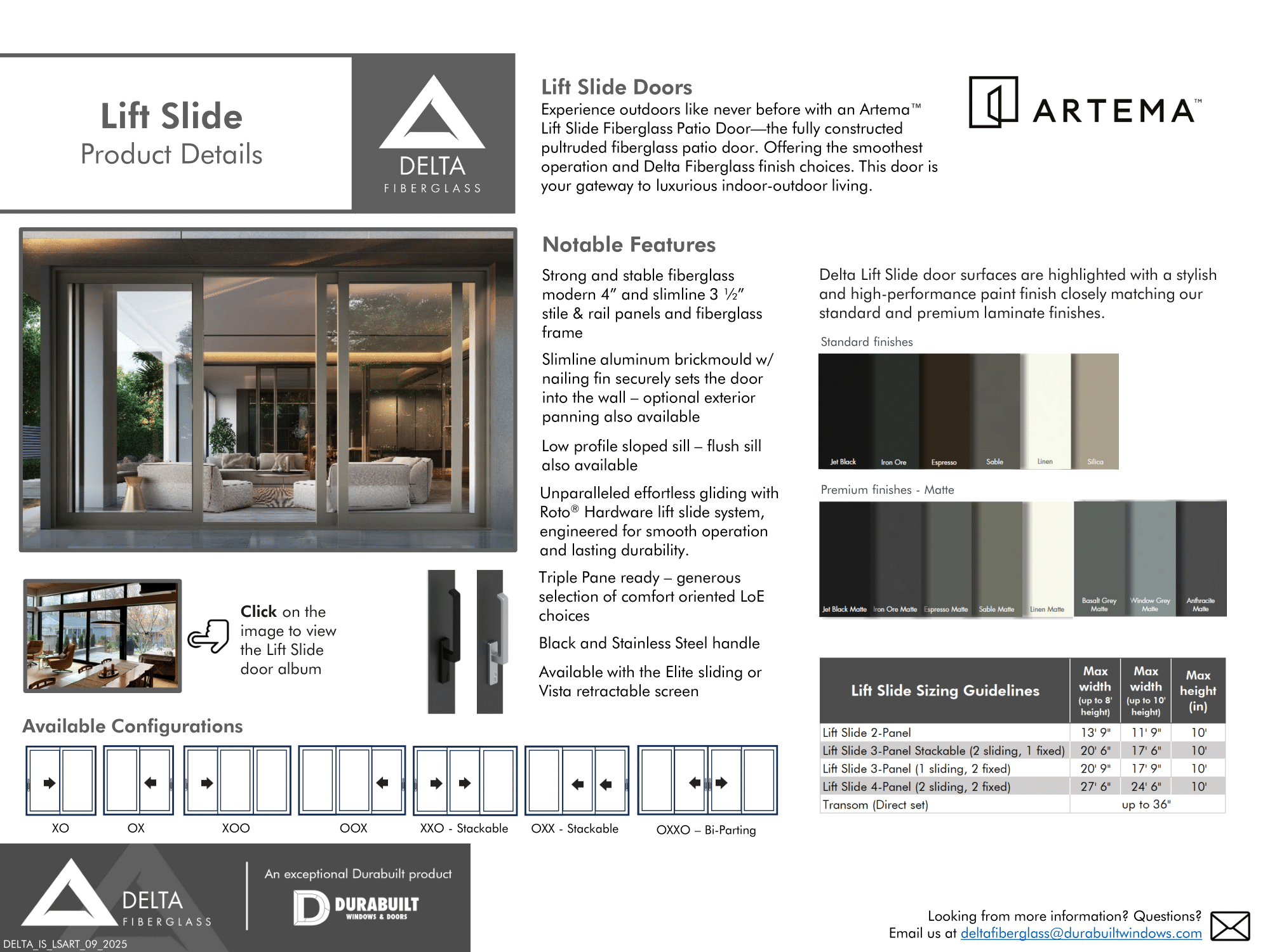 Artema Lift Slide Doors