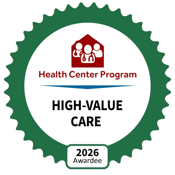 HRSA Health Center Program 2026 Awardee badge: High-Value Care
