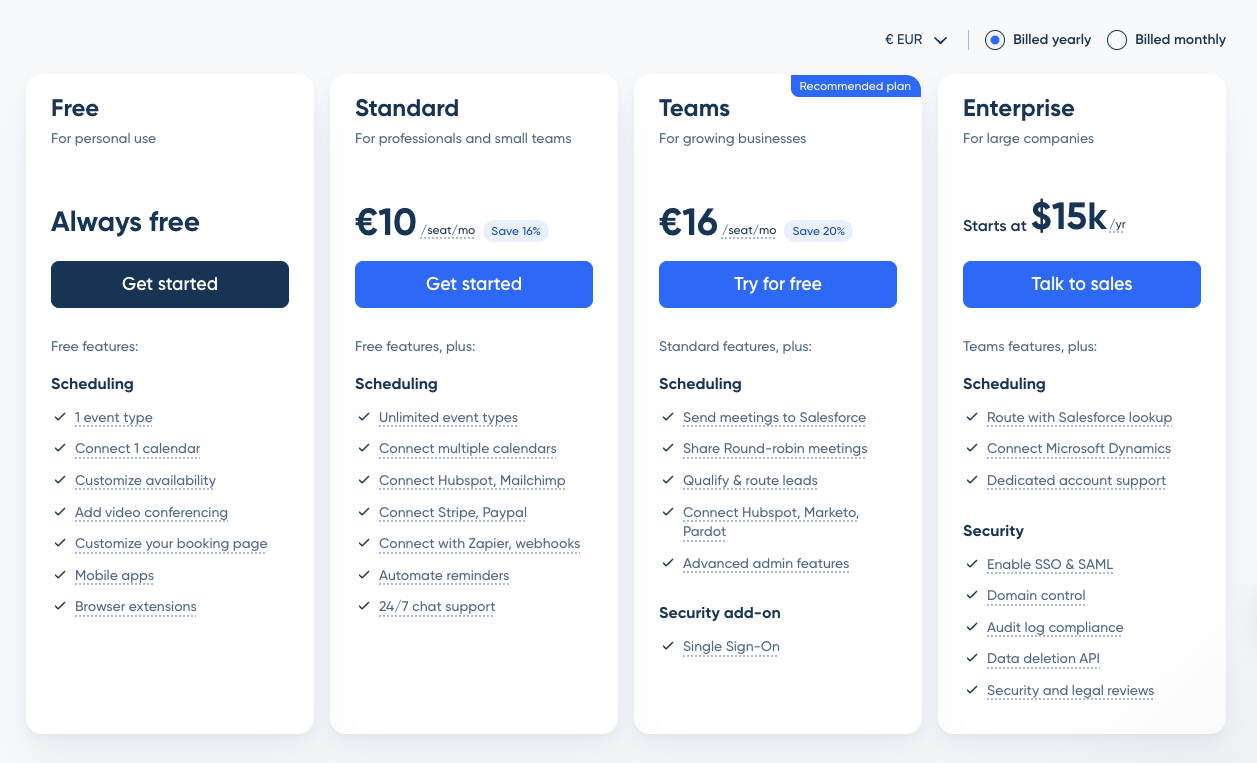 pricing calendly