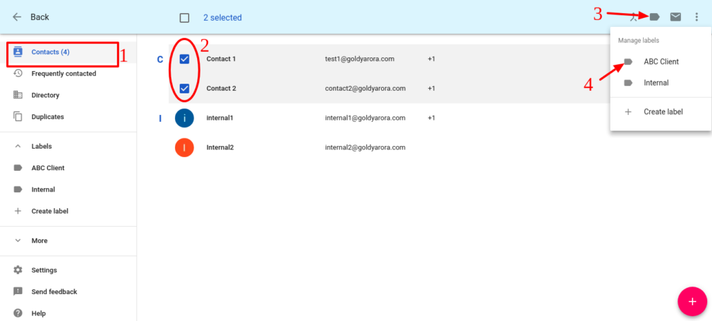 Adding contacts to a label Google Contacts