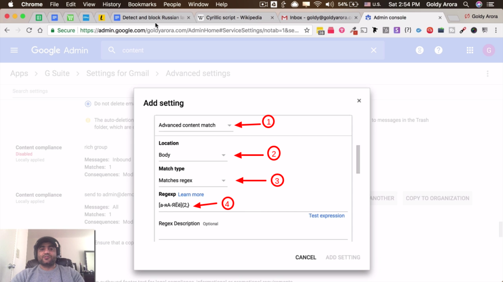 setup filter expression