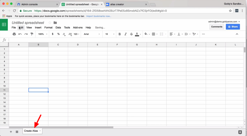 rename sheet to create aliase