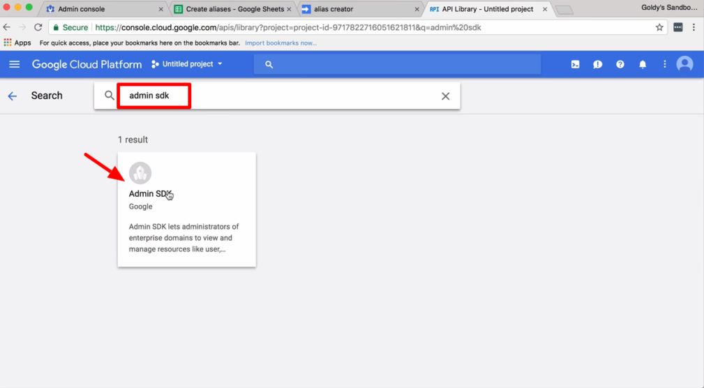 search for admin SDK