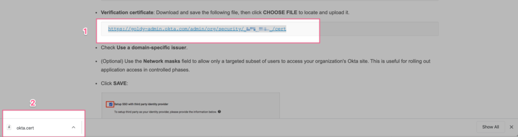 Download the certificate from Okta for Google
