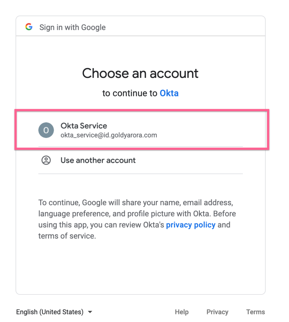 Give Okta permission to Google