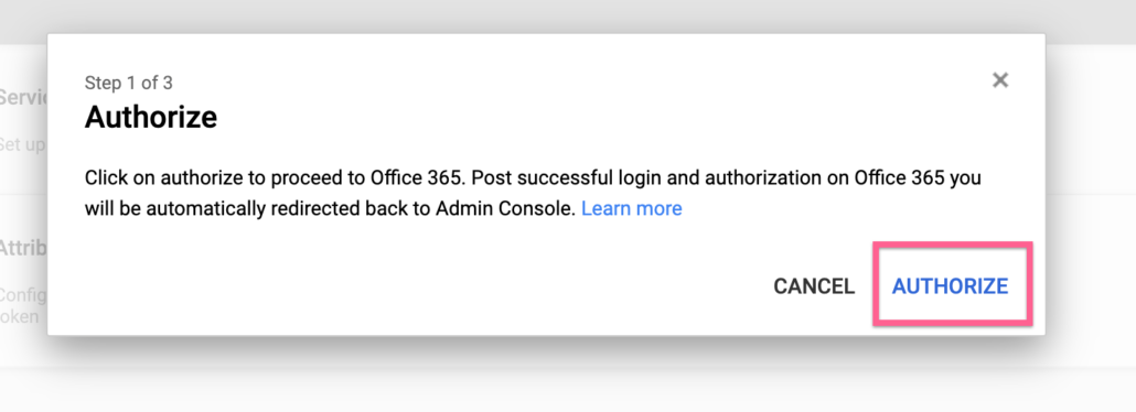 authorize Google Workspace to provision in Office 365