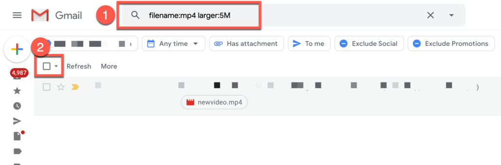 46. Delete all Gmail emails with large video files