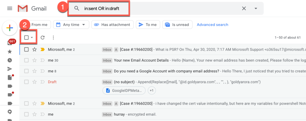 52. Delete all emails based on Gmail labels (e.g in sent or draft label)