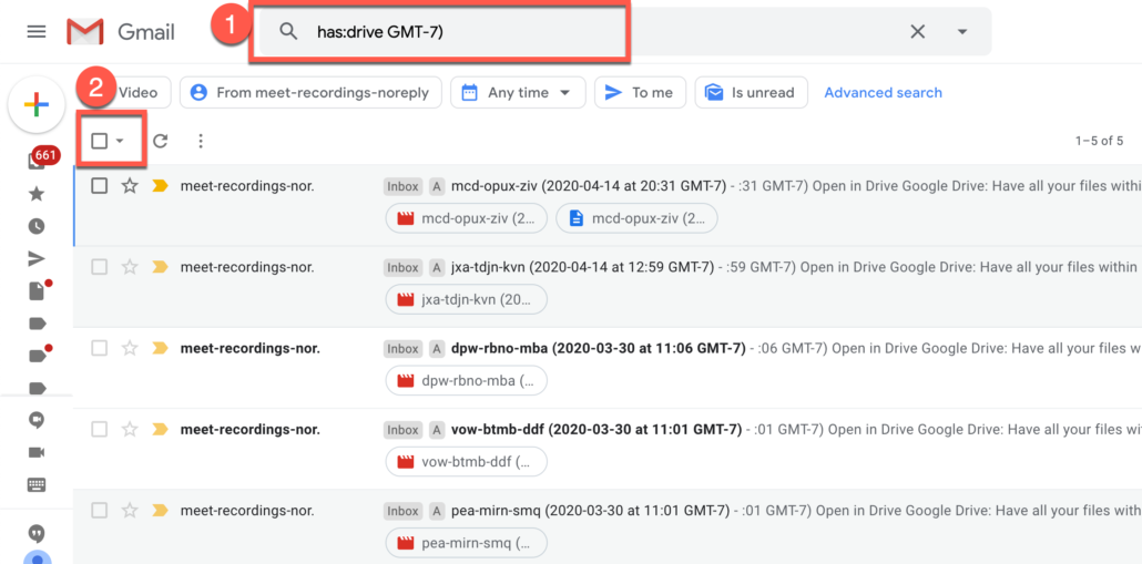 50. Delete all Gmail emails which have Google Meet recording link