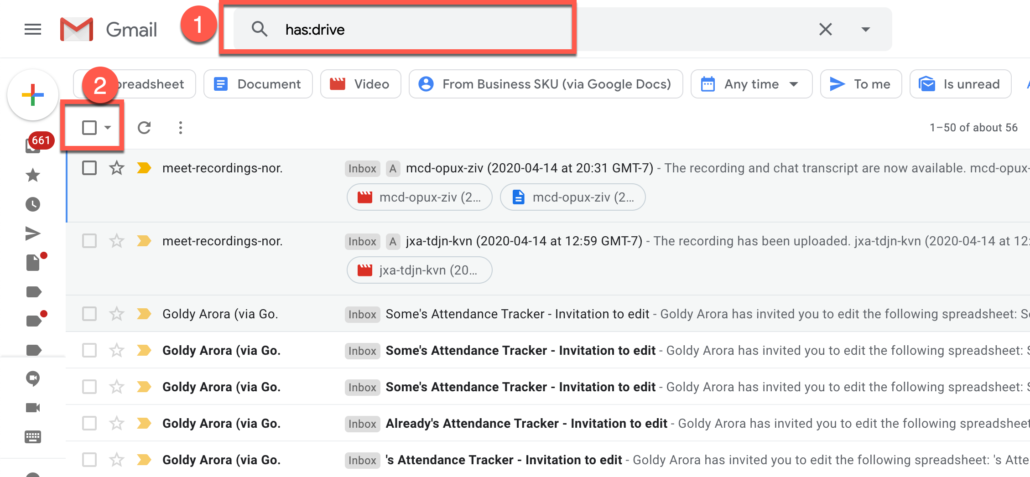 47. Delete all Gmail emails which has Google Drive links