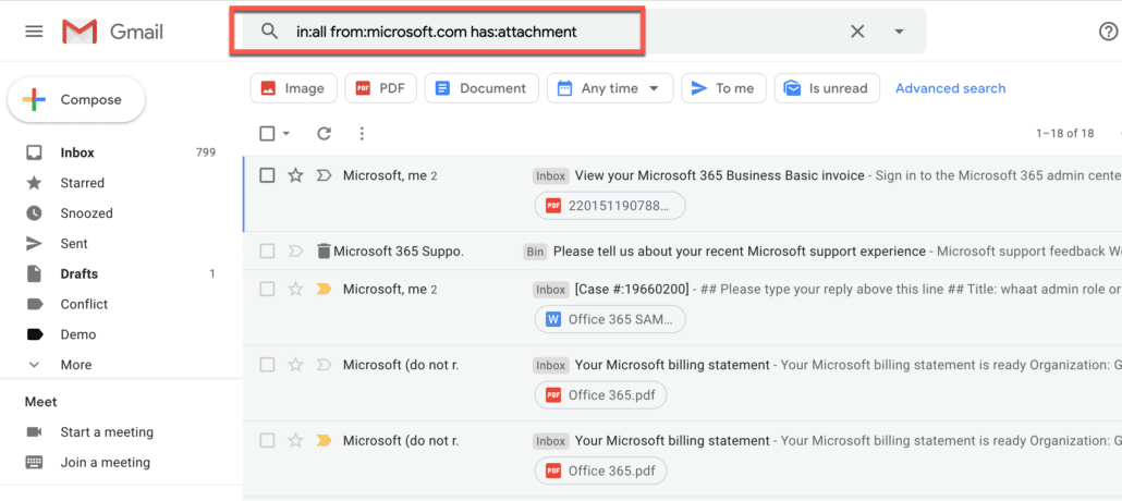 5. Find specific archived emails with Gmail filter