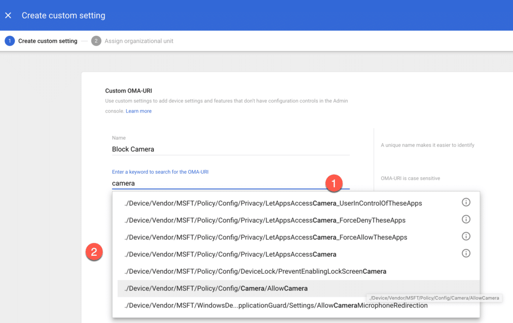 26. search for the policy setting in g suite admin console