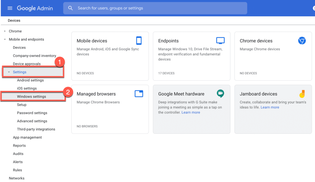 36. Go to windows settings in Google Workspace