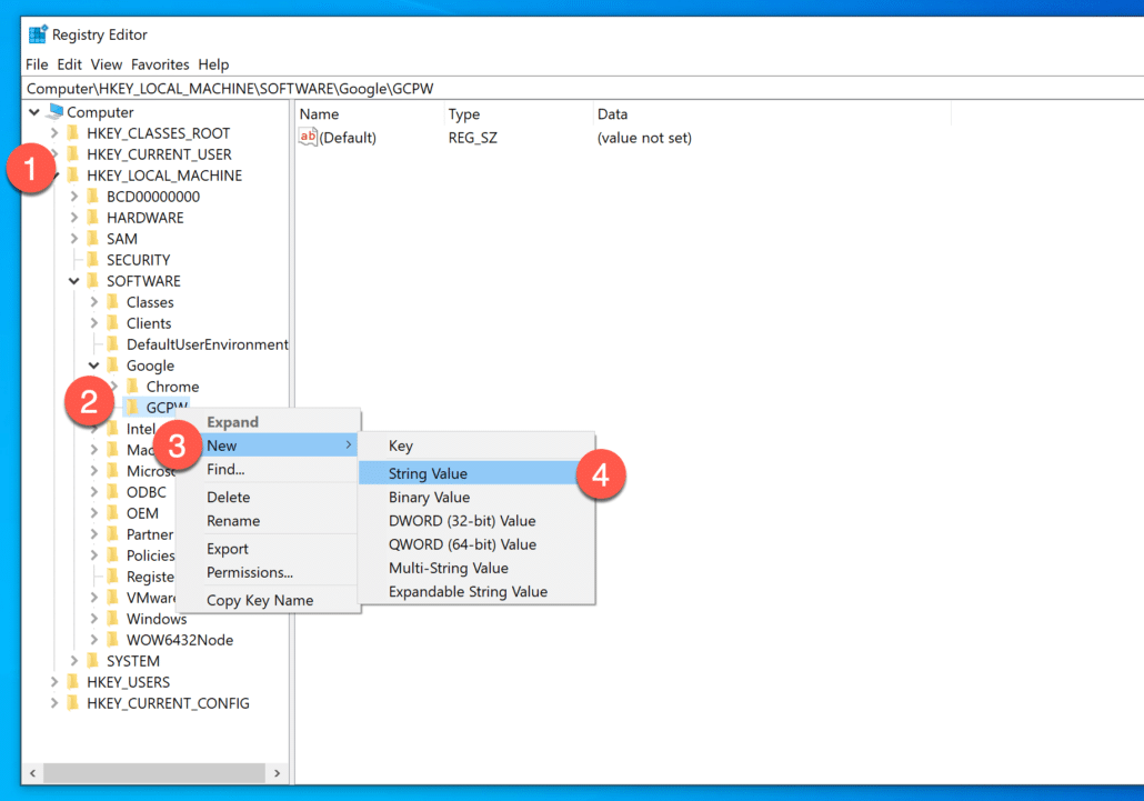 9. Make registry changes