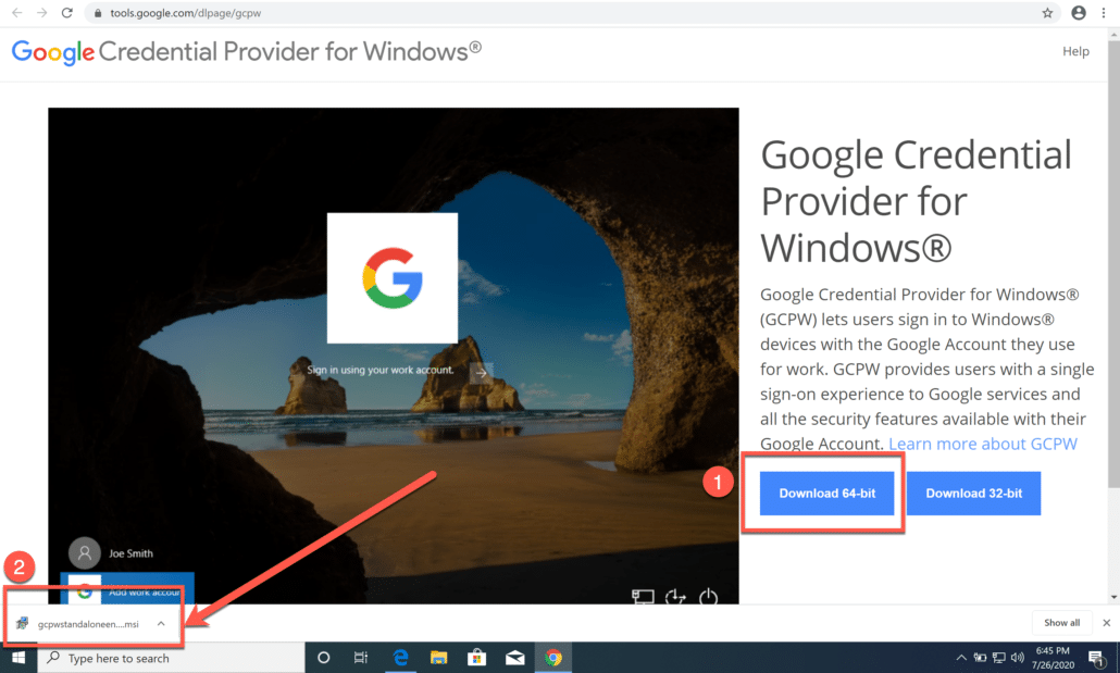 4. Download Google Credentials Provider for Windows