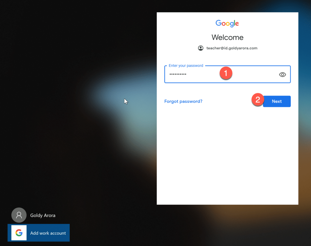 16. Enter your Google Workspace password