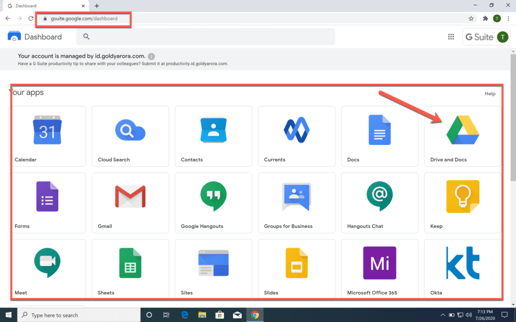 31. go to g suite dashboard