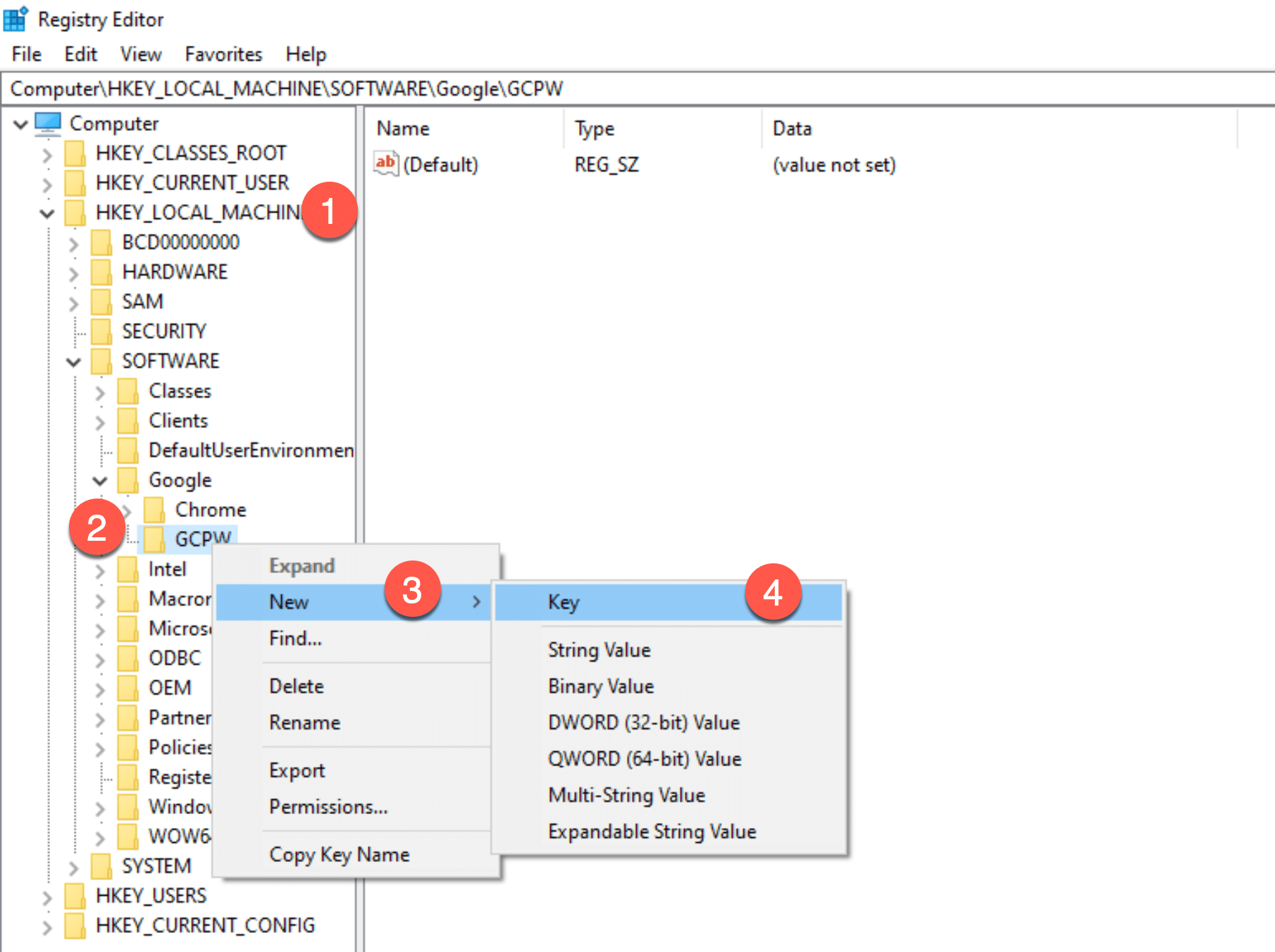 45. Add new key in GCPW