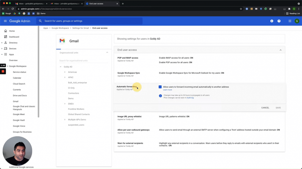 6. Auto forwarding