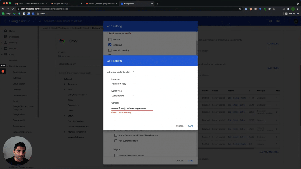 26. paste the snippet here in our content compliance condition