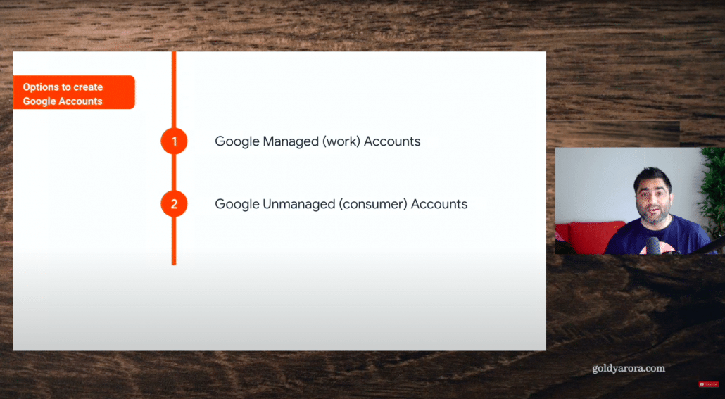 2. Options to create google accounts .