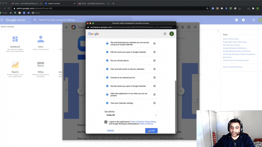 3. After click domain install my users have an option to zoom meeting