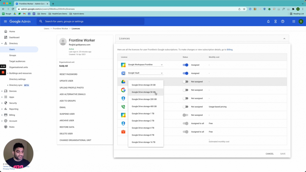 10. As You See Here Google Drive Storage License Comes in Multiple Tiers So Click On Whichever License You Want for Lets go to 50 Gb