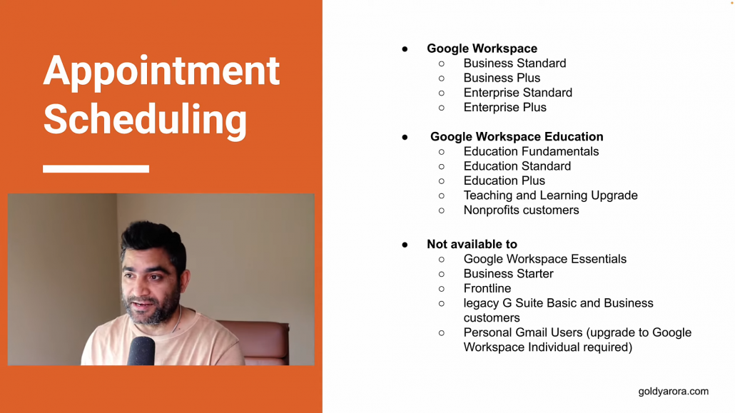 4. Just take a Quick Thing on Logistics appointment Scheduling Feature available so if you have There are three Things Google Workspace, Google Workspace Education, Not Av