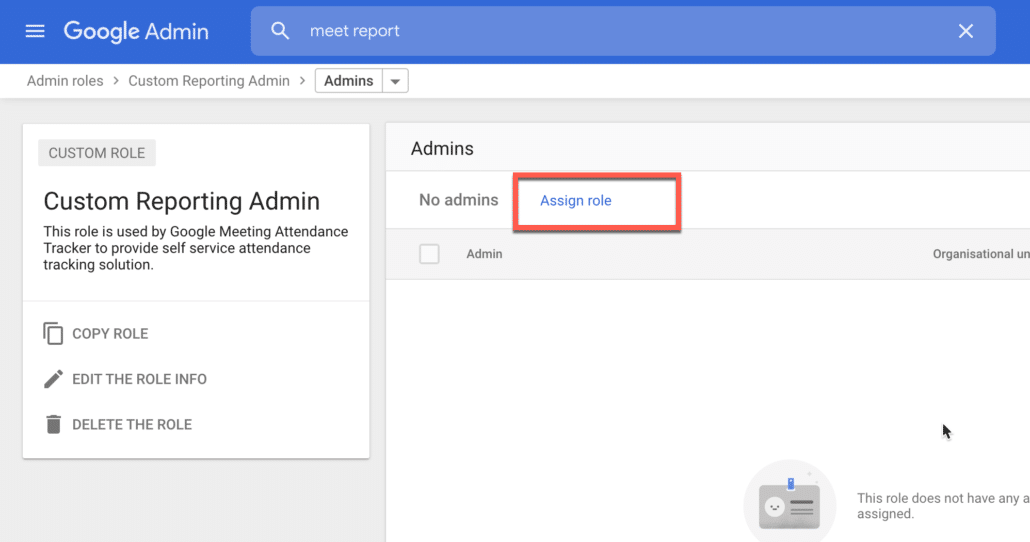 3. Click on Assign Role in Google Workspace