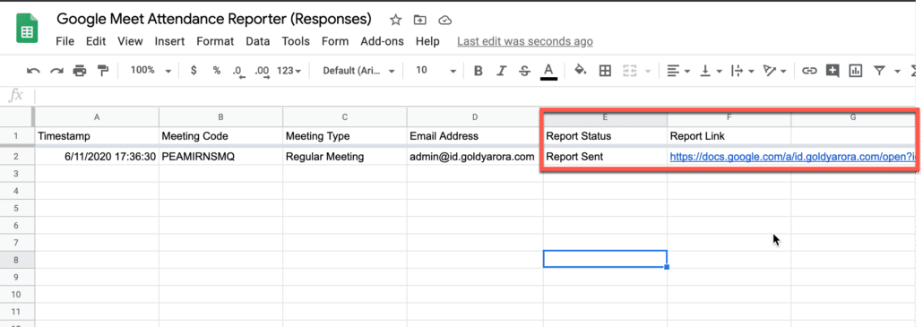 29. Our script should update the google meet report status