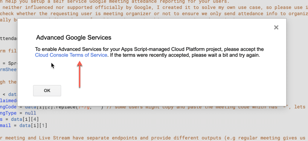 19. click on cloud console terms of service