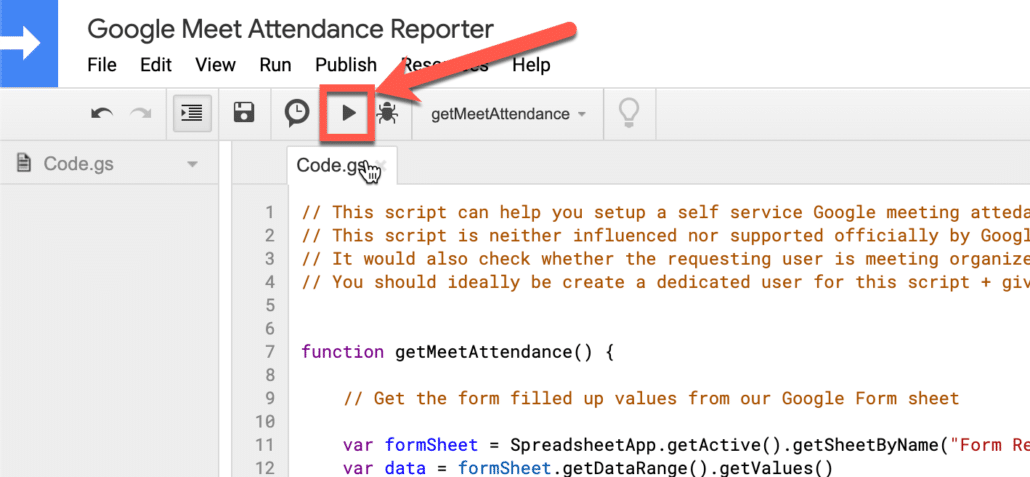 25. Run get meet attendance function