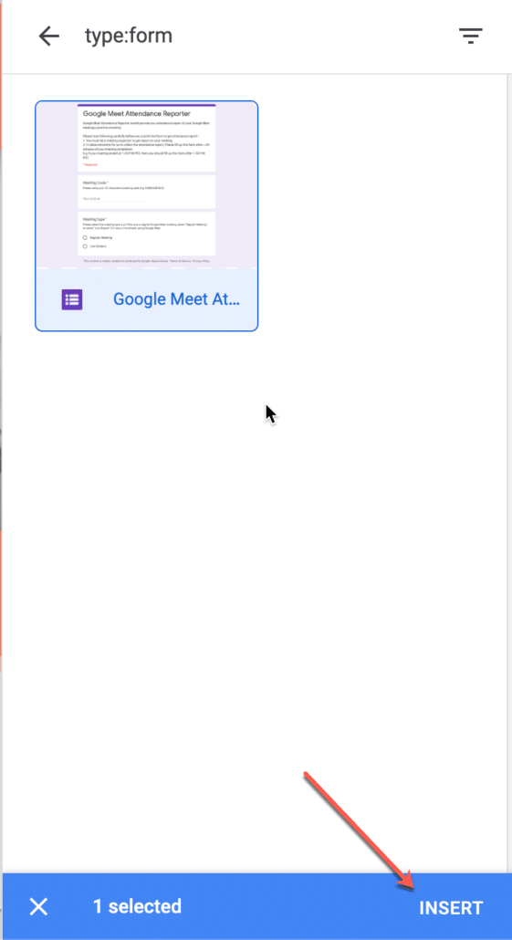 41. Search and insert your google form to google site