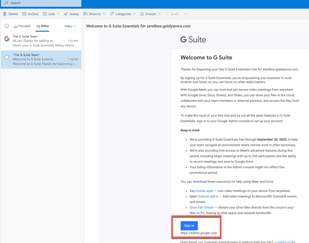 19. Login to G Suite essentials admin console 1