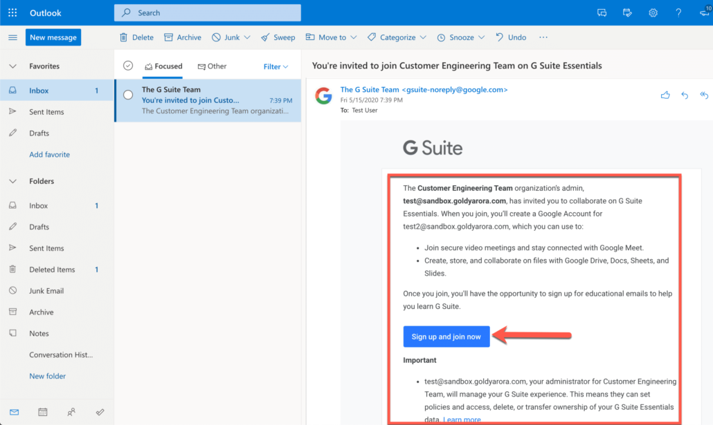 23. Click on join to be part of G Suite essentials team 1