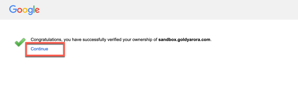 43. Your domain is now verified to Google 1