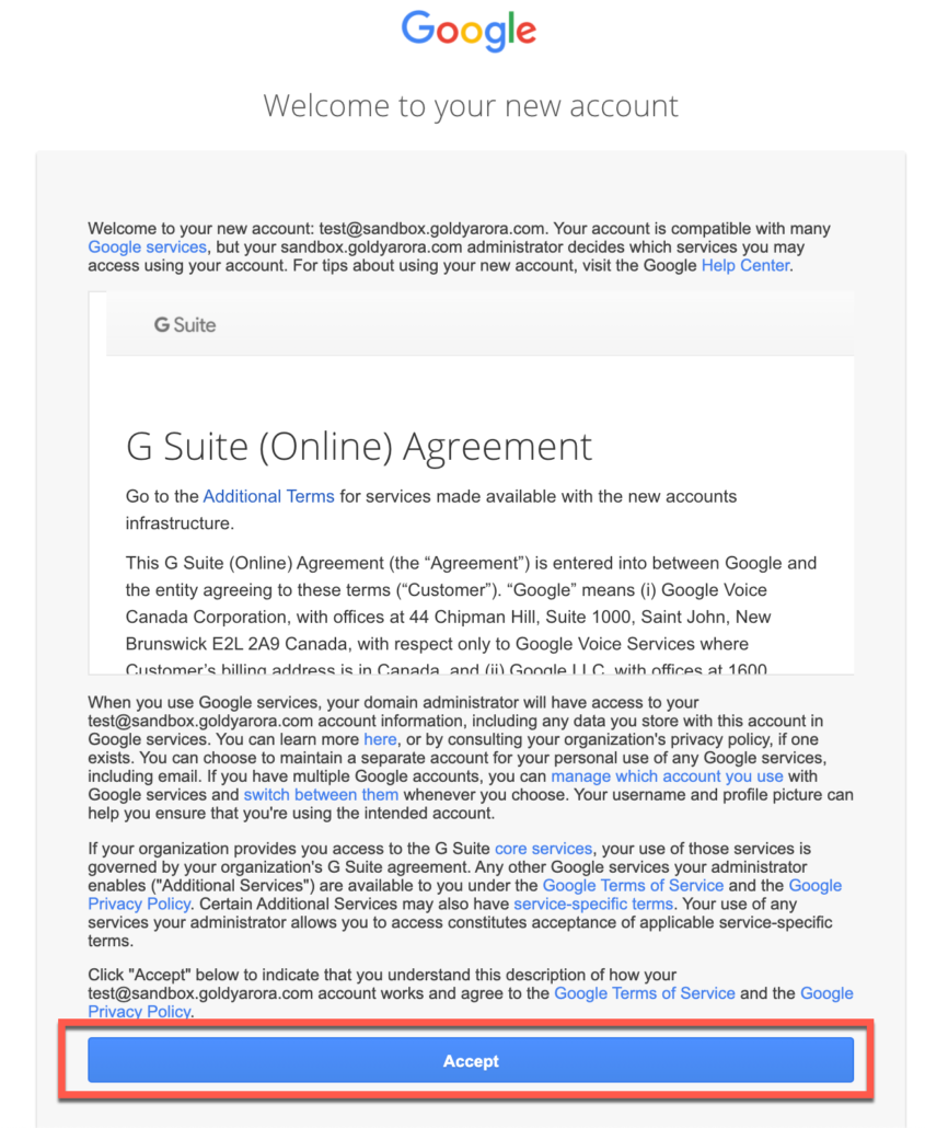 47. Accept new Terms of Service from Google 1