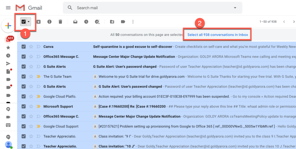 1. Select all your Gmail emails