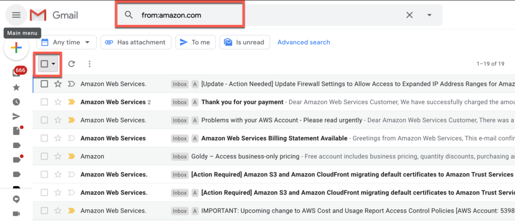 10. Delete Gmail emails from a specific domain