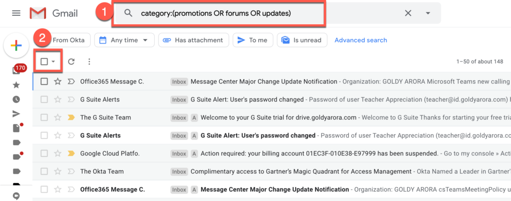 24. Search Gmail emails from categories