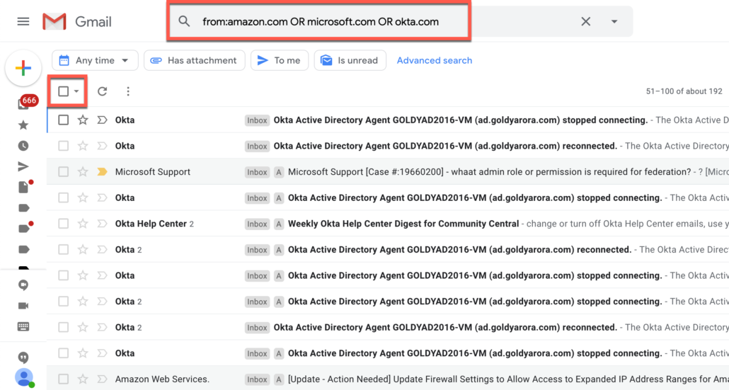 11. Delete Gmail emails from multiple domains