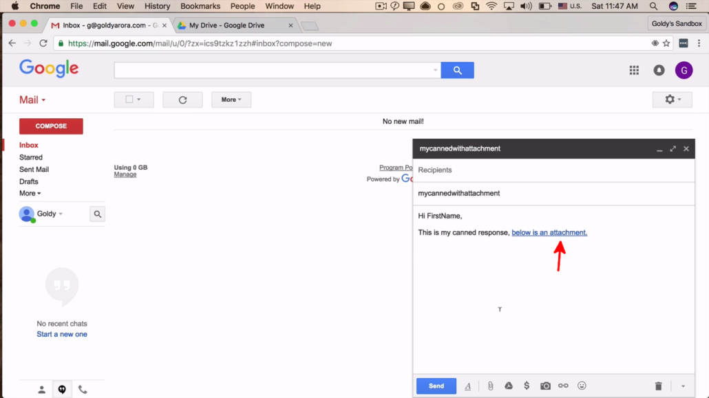 canned response example in gmail