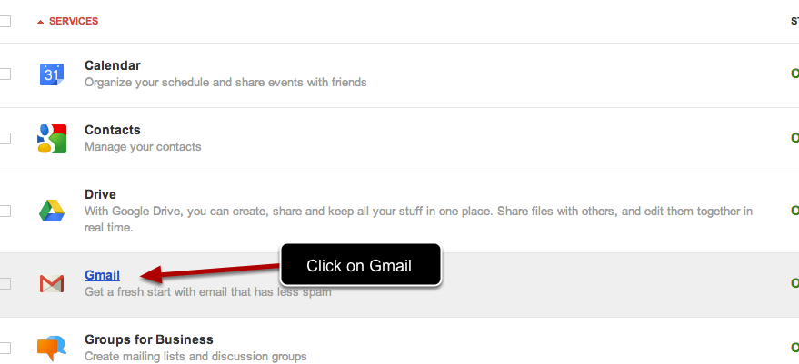 Navigate and click on Gmail