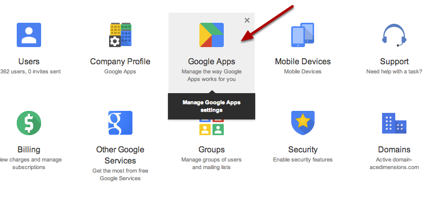 Click on Google Apps Icon